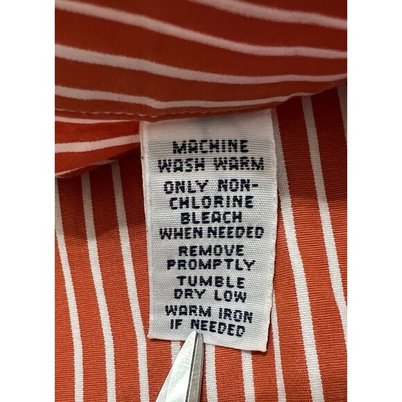 Vintage Ralph Lauren Button Shirt Mens XL Striped Orange White Custom Fit 80s - Picture 7 of 11